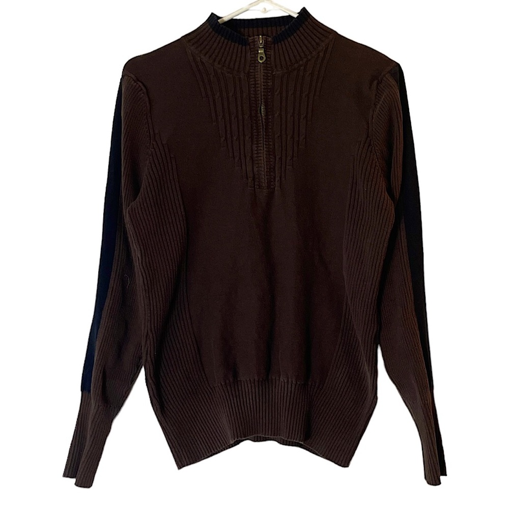 Style & Co Brown Quarter Zip Sweater Women's 1X